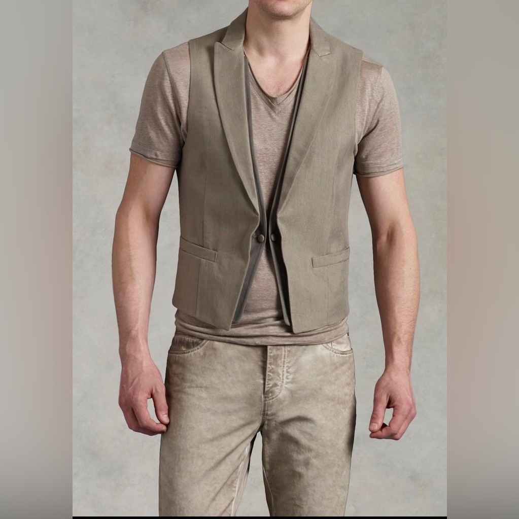 John Varvatos Collection Double Panel One Button Vest. Size Eu 46 Usa 36.